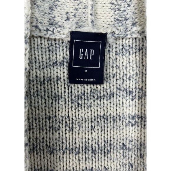 Gap Gray Ivory & Blue Sweater Vest Long Duster Open Cardigan Size M - Picture 9 of 10